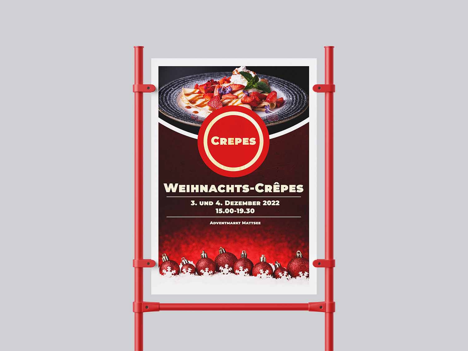 Mockup eines Plakats von Friendly Crepes
